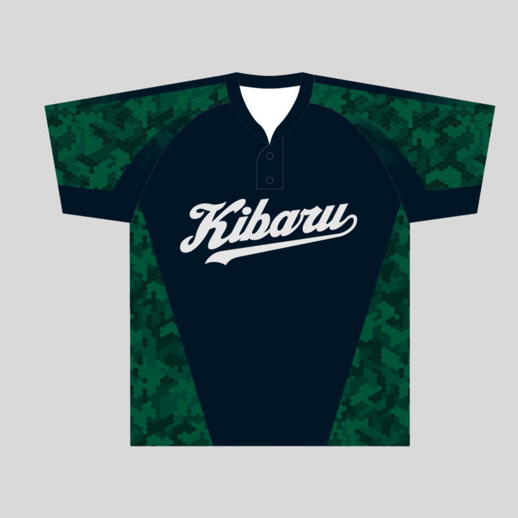 ゼビオKIBARUキバル昇華プリント２つボタン野球ユニフォーム